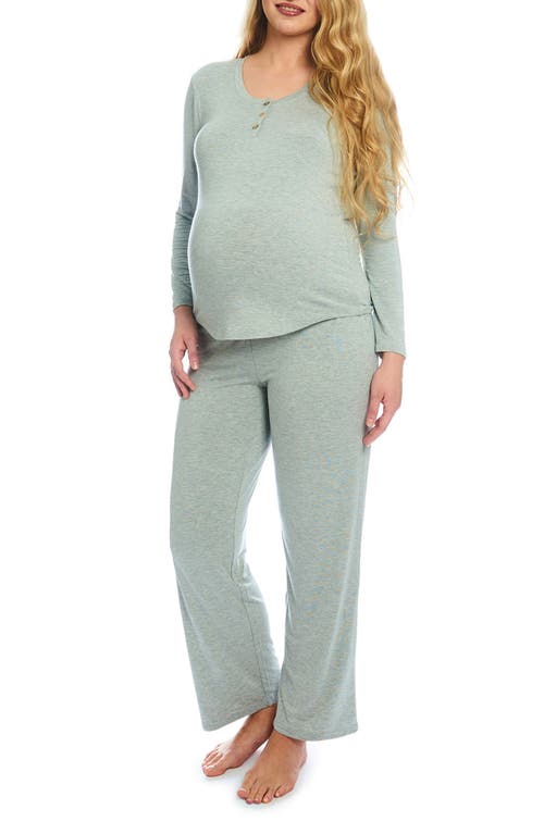Laina Jersey Long Sleeve Maternity/Nursing Pajamas in Heather Grey Solid