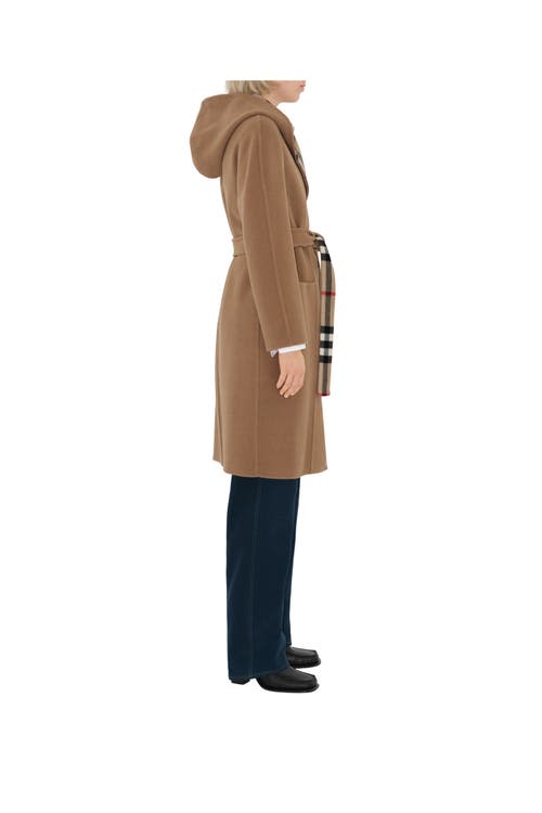Burberry Wool Wrap Coat In Archive Beige
