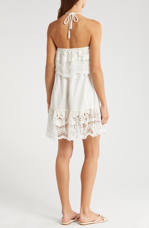 Shop Farm Rio Eyelet Embroidery Linen Blend Cover-up Dress In Off-white