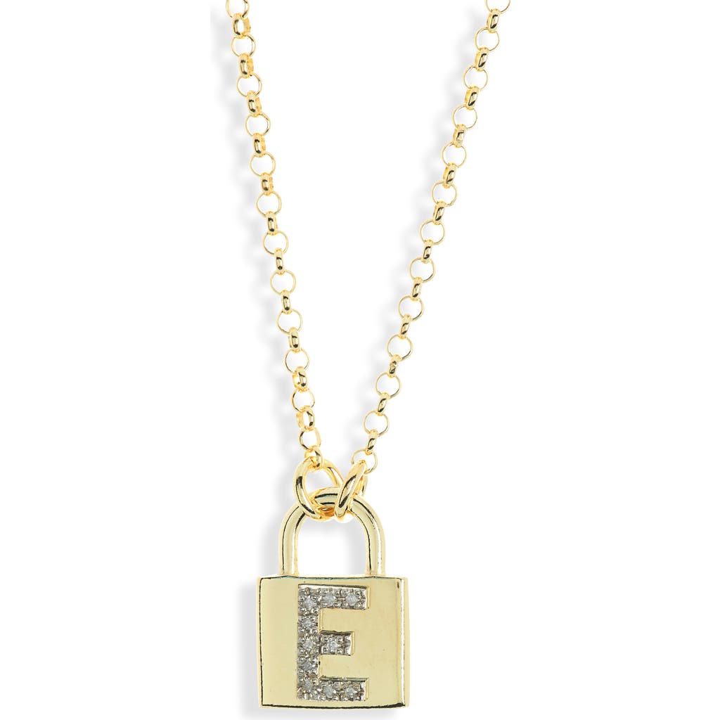 Meshmerise Diamond Padlock Initial Pendant Necklace In Yellow-e