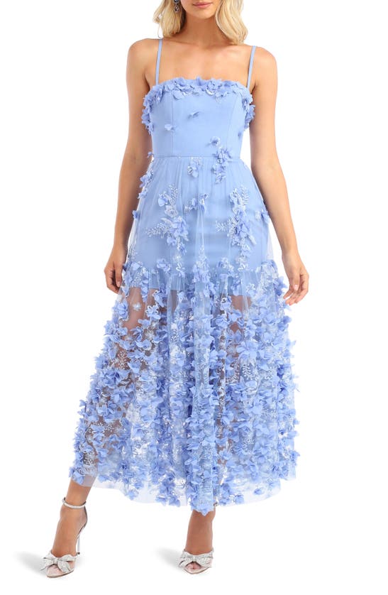 Shop Helsi Audrey Floral Appliqué Cocktail Dress In Periwinkle Blue