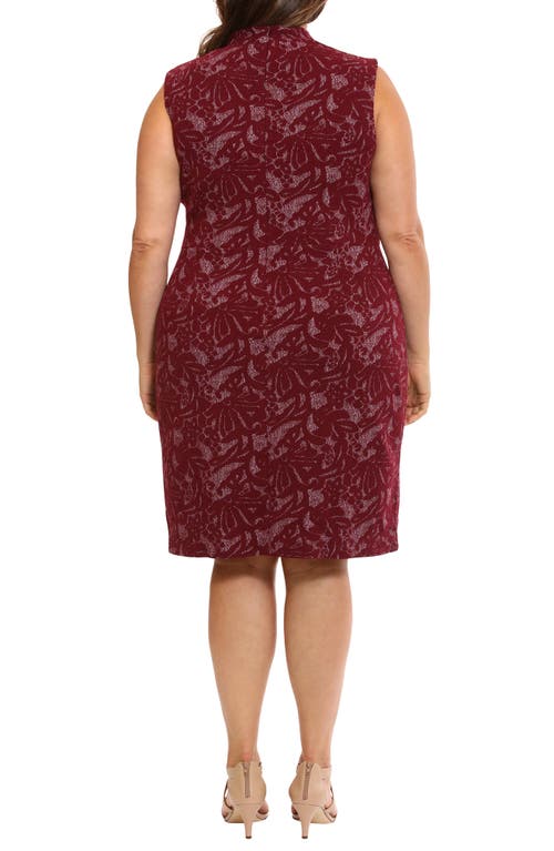 London Times Surplice Sleeveless Sheath Dress In Wine/ivory