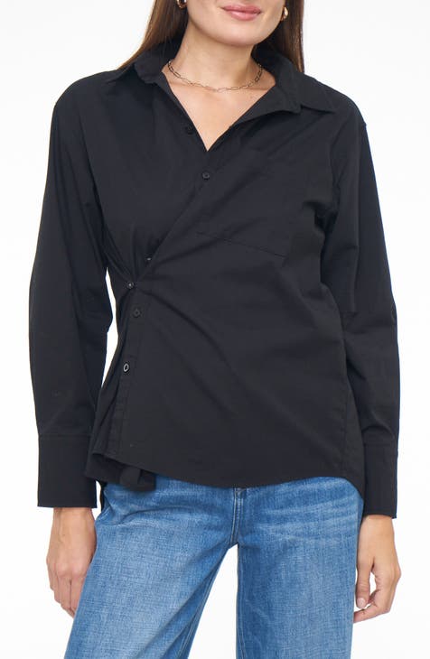 Kaci Long Sleeve Crossover Button Front Top