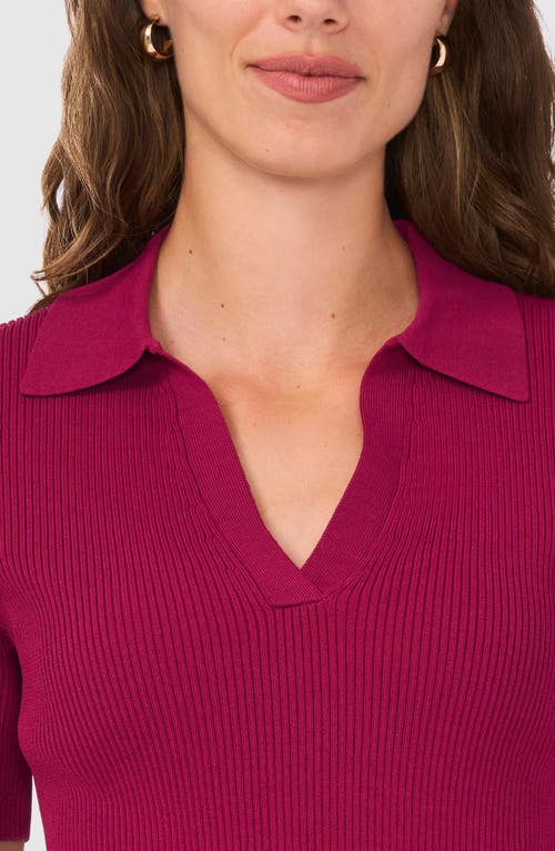 Shop Halogenr Halogen(r) Short Sleeve Rib Polo Sweater In Raspberry Purple