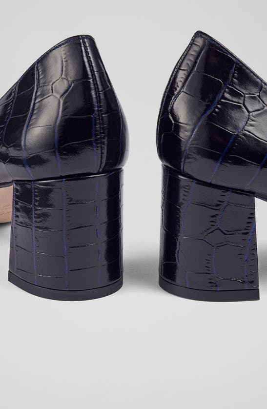 Lk Bennett Sally Croc Embossed Pump In Navy