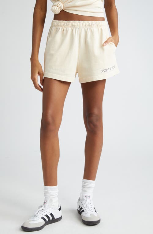 Sporty & Rich Club Disco Logo Cotton Shorts Cream at Nordstrom,