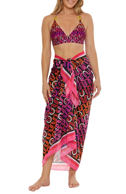 Scarf Print Cover-Up Pareo in Pink