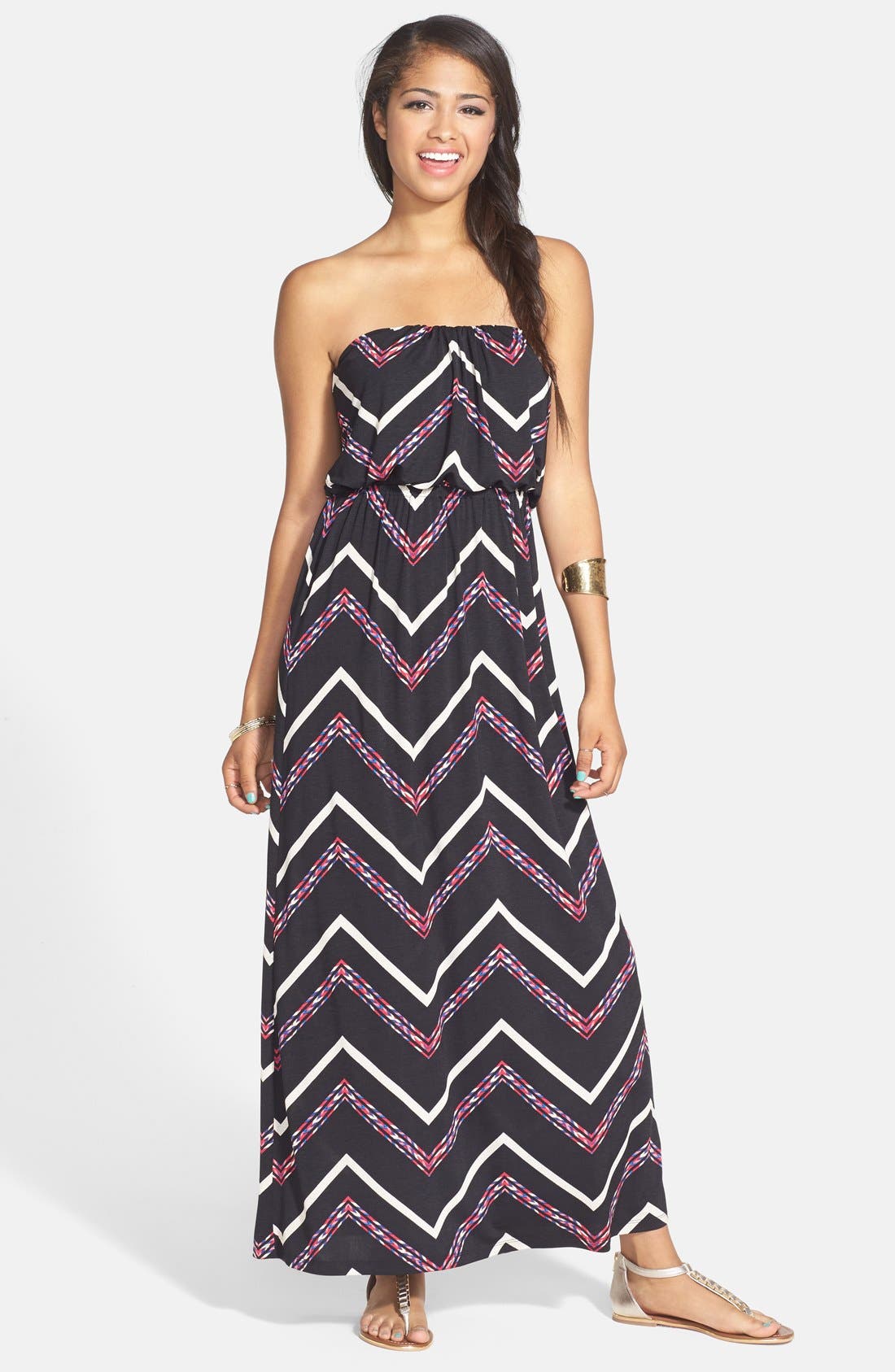 Trixxi Chevron Print Maxi Dress (Juniors) Nordstrom