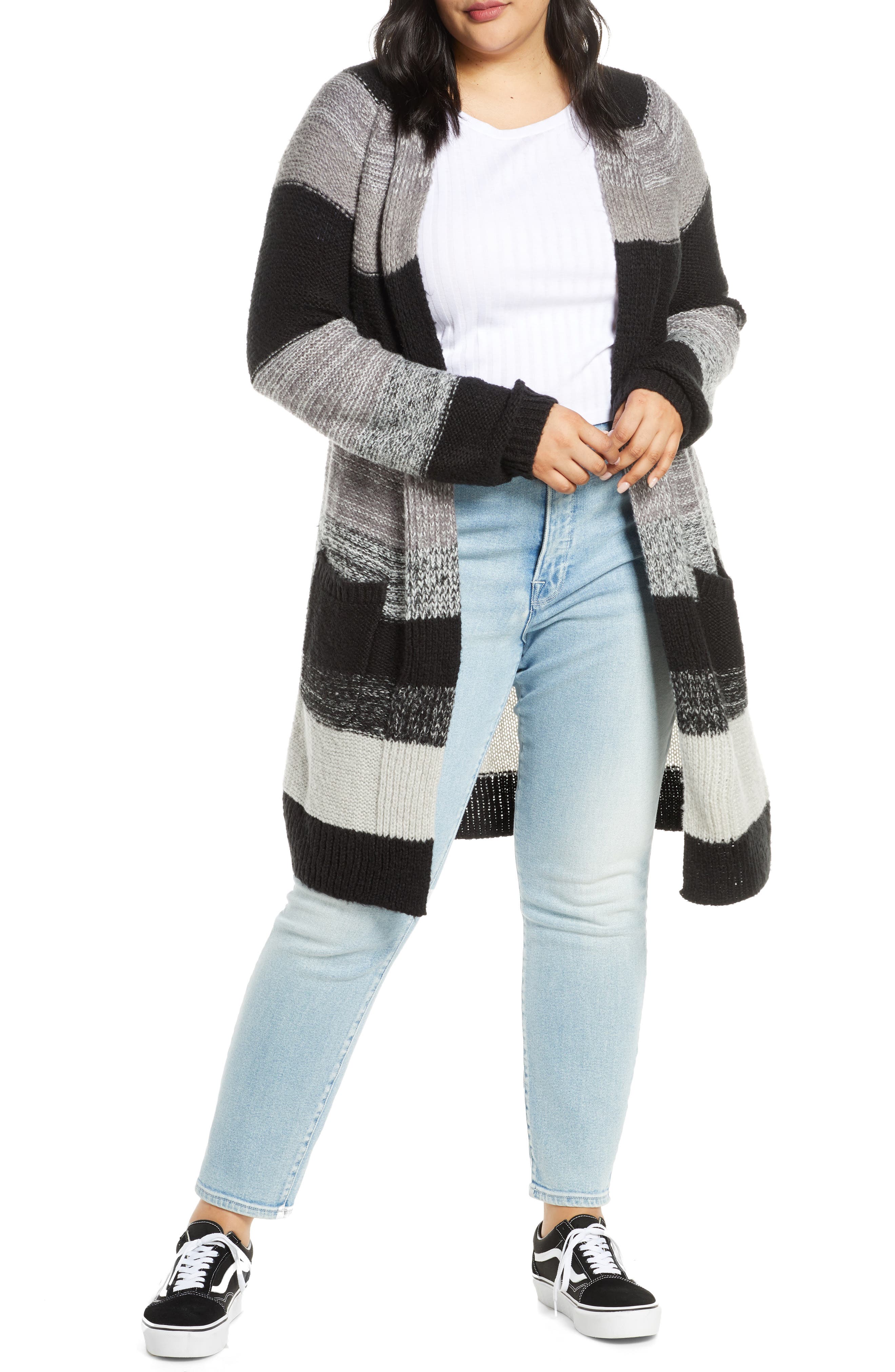 striped longline cardigan