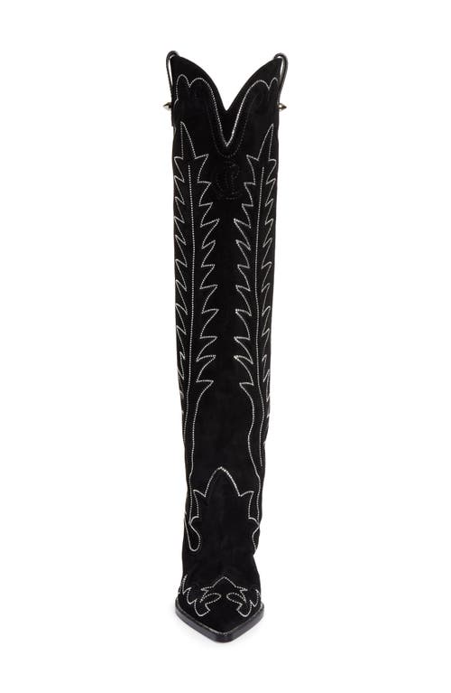 Shop Christian Louboutin Santia Crystal Beaded Knee High Western Boot In Black/bk Luc