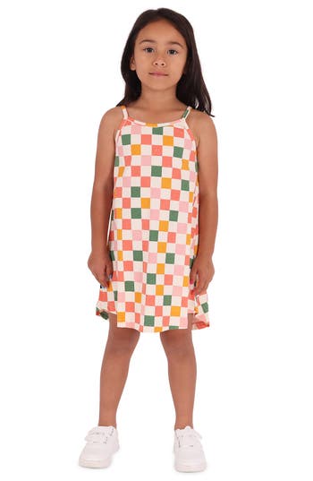 Shop Dot Australia Kids' Check Cotton Shift Dress In Lemon