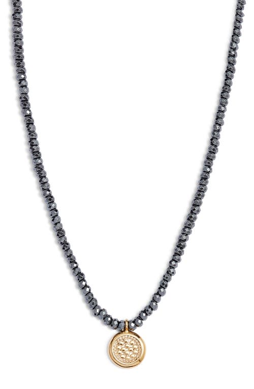 Anna Beck Hematite Beaded Pendant Necklace in Gold 