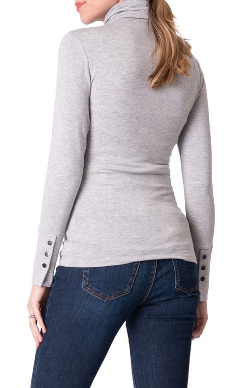 Shop Seraphine Turtleneck Maternity/nursing Top In Silver