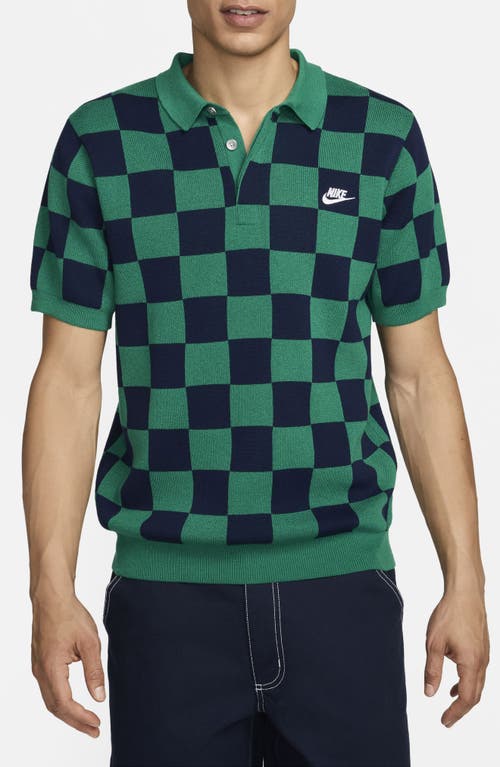 Nike Club Checkers Jacquard Polo Sweater In Green
