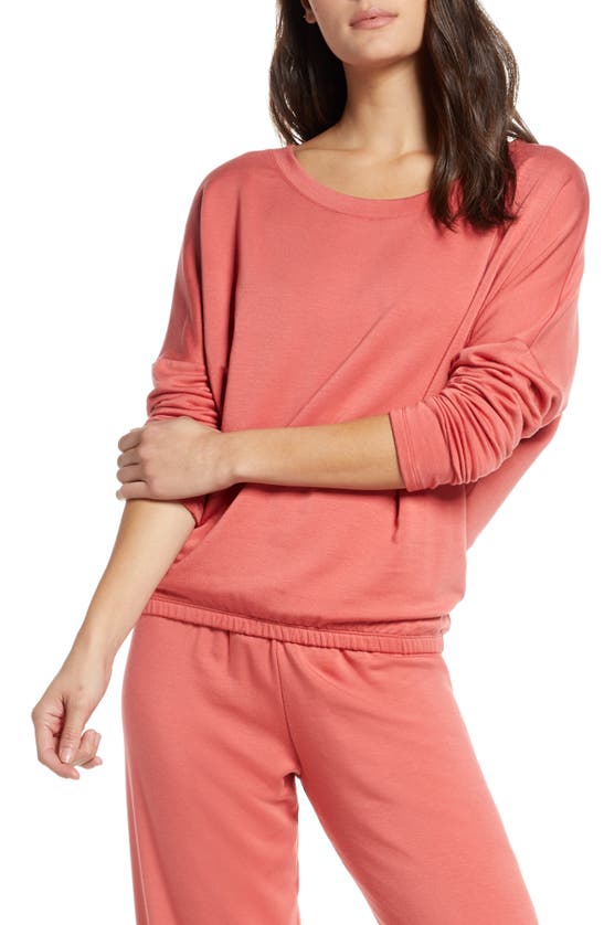 Eberjey Winter Heather Slouchy Tee In Mineral Red