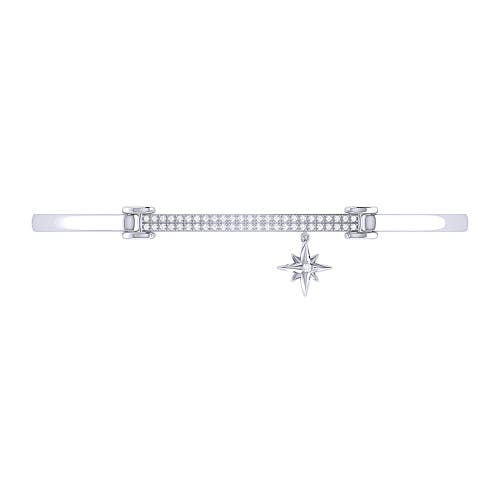 Shop Luvmyjewelry Little North Star Sterling Silver Diamond Bar Bangle