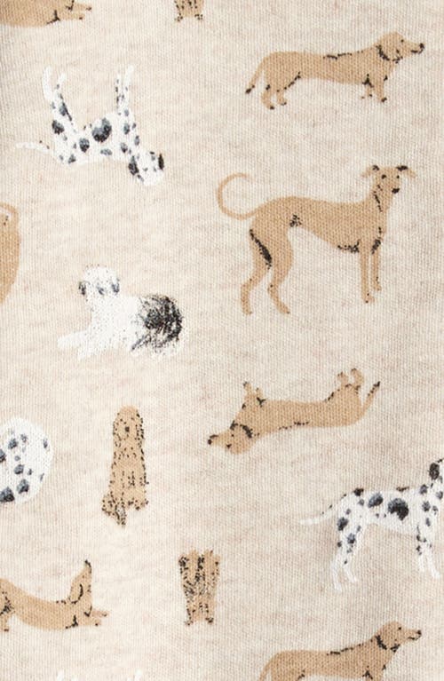 Shop Nordstrom Print Zip Cotton Footie In Beige Oatmeal Dogs