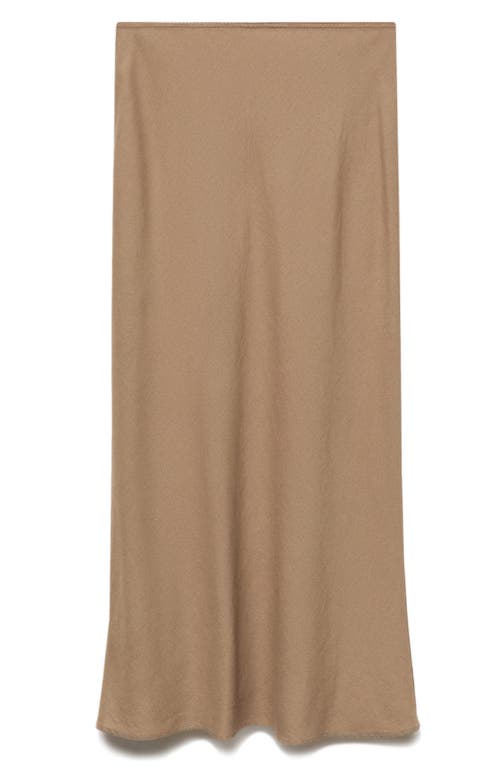 Mango Linen Blend Skirt In Medium Brown