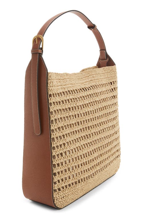 Shop Mango Medium Valeta Crocheted Raffia Bag In Medium Brown