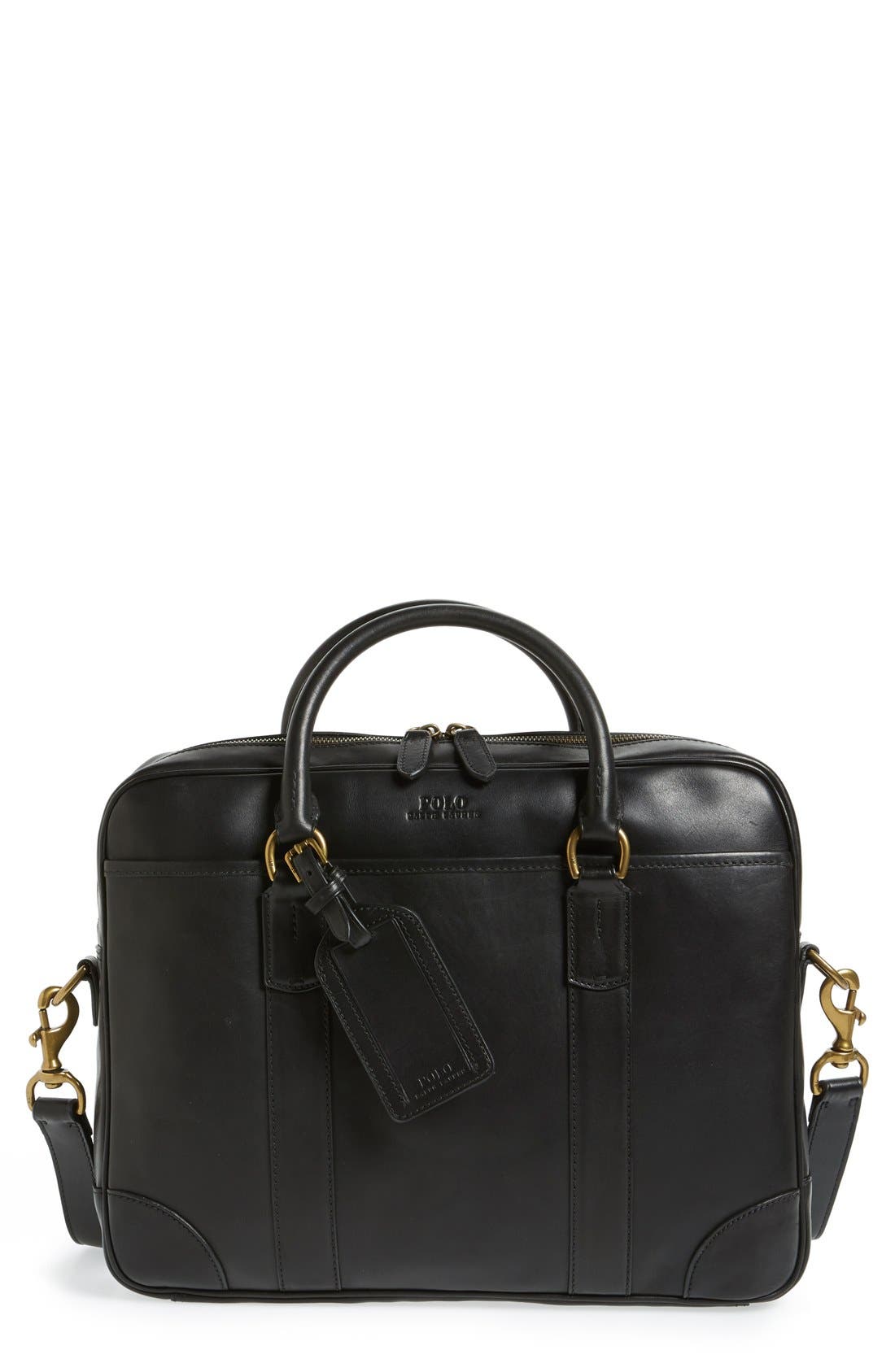 polo ralph lauren leather briefcase