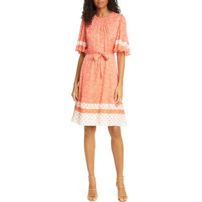 Rebecca Taylor Floral Jacquard Silk Blend Dress, Orange