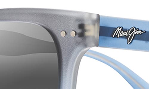 Shop Maui Jim Shore Break 50mm Mirrored Polarizedplus2® Square Sunglasses In Matte Blue Grey/neutral Grey