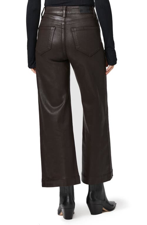 Shop Paige Anessa Coated Wide Leg Ankle Jeans In Chicory Coffee Luxe Coating