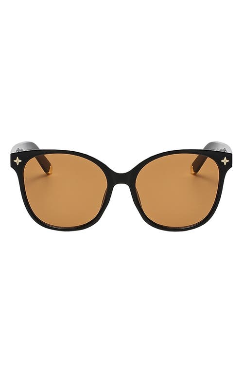 Fifth & Ninth Cara 56mm Polarized Round Sunglasses In Black/brown