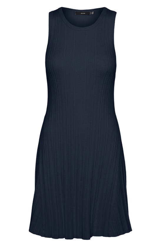 Shop Vero Moda Stephanie Rib Sleeveless Minidress In Navy Blazer