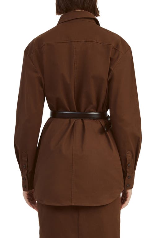 Bardot Tybi Stretch Poplin Button-up Shirt In Chocolate