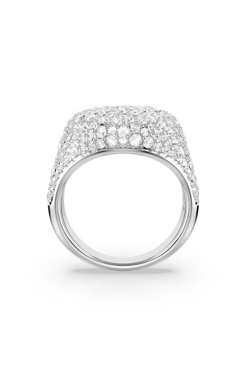 Swarovski White, Rhodium Plated Meteora Cocktail Ring In Silver
