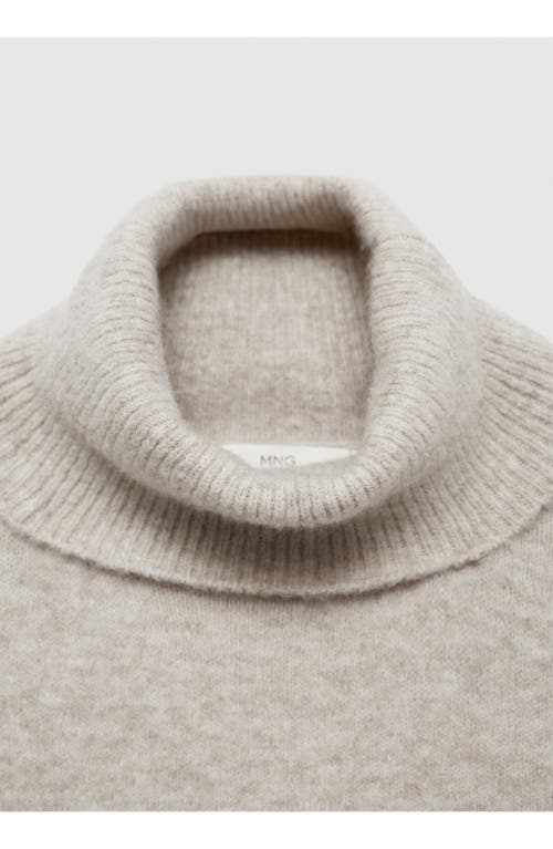 Shop Mango Oversize Turtleneck Sweater In Light/pastel Brown