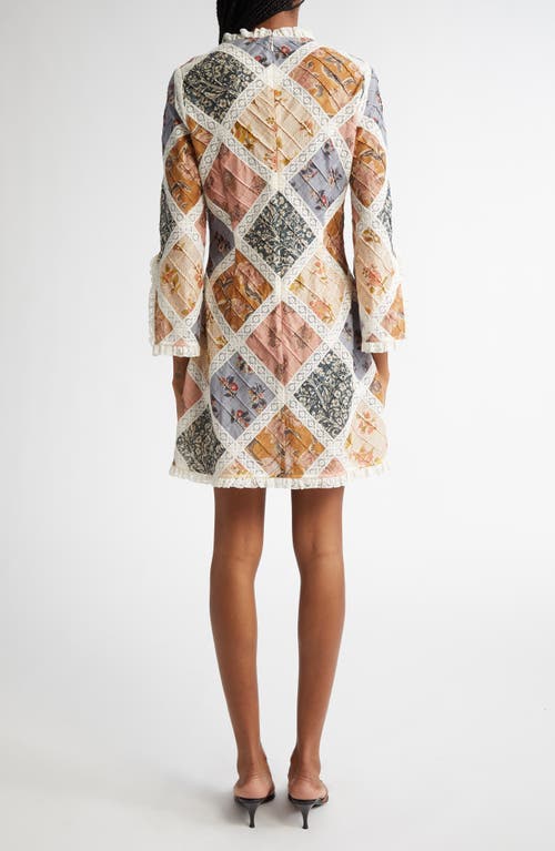 Zimmermann Multicolor Tallow Lace Trim Minidress In Spliced