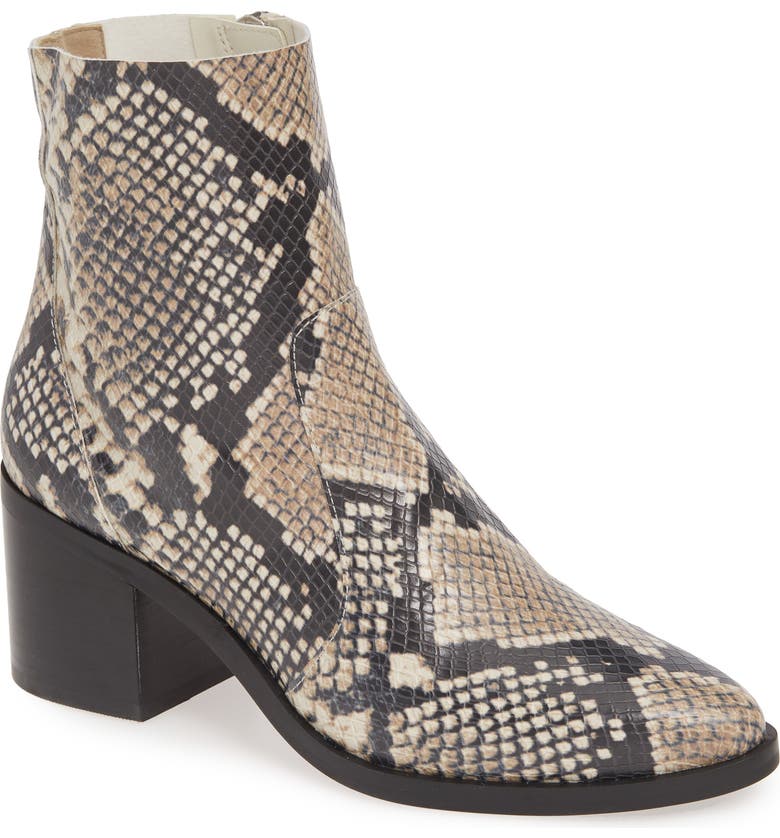 TREASURE & BOND Fern Bootie, Main, color, NATURAL SNAKE FAUX LEATHER