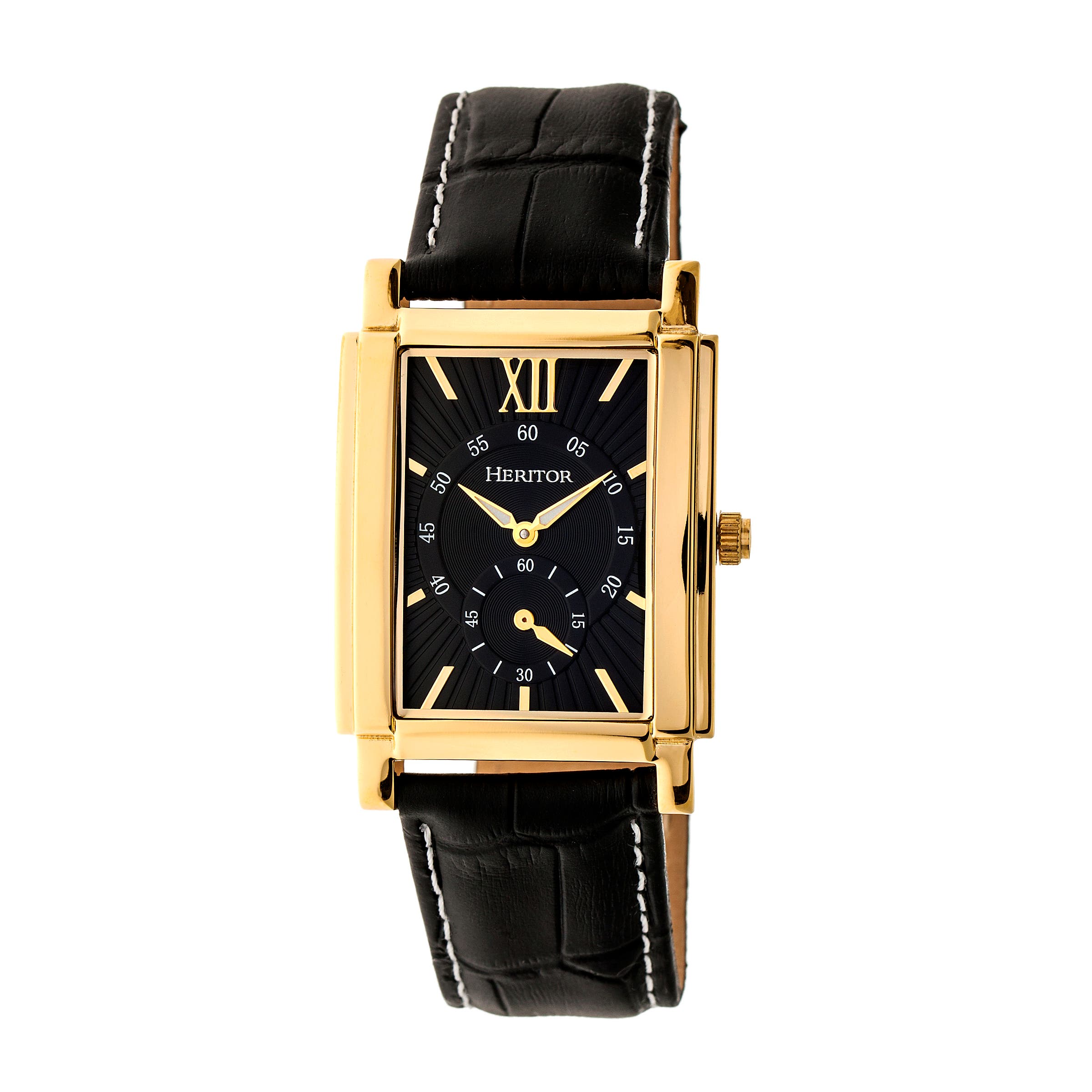 Heritor Automatic Frederick Leather-Band Watch in Gold/black Cover