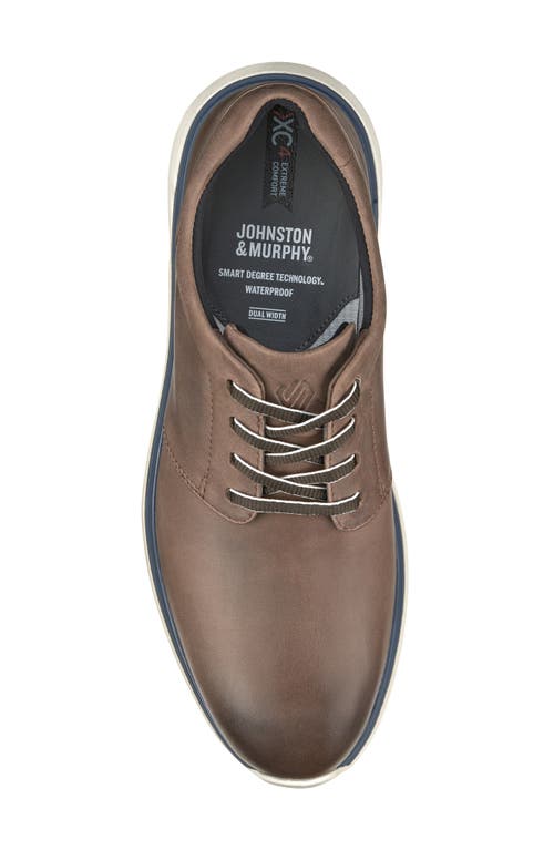 Shop Johnston & Murphy Xc4® Prentiss Waterproof Plain Toe Derby In Stone Oiled Full Grain