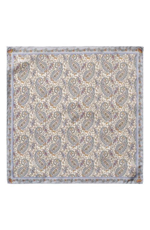 Shop Eton Paisley Silk Pocket Square In Lt/pastel Blue