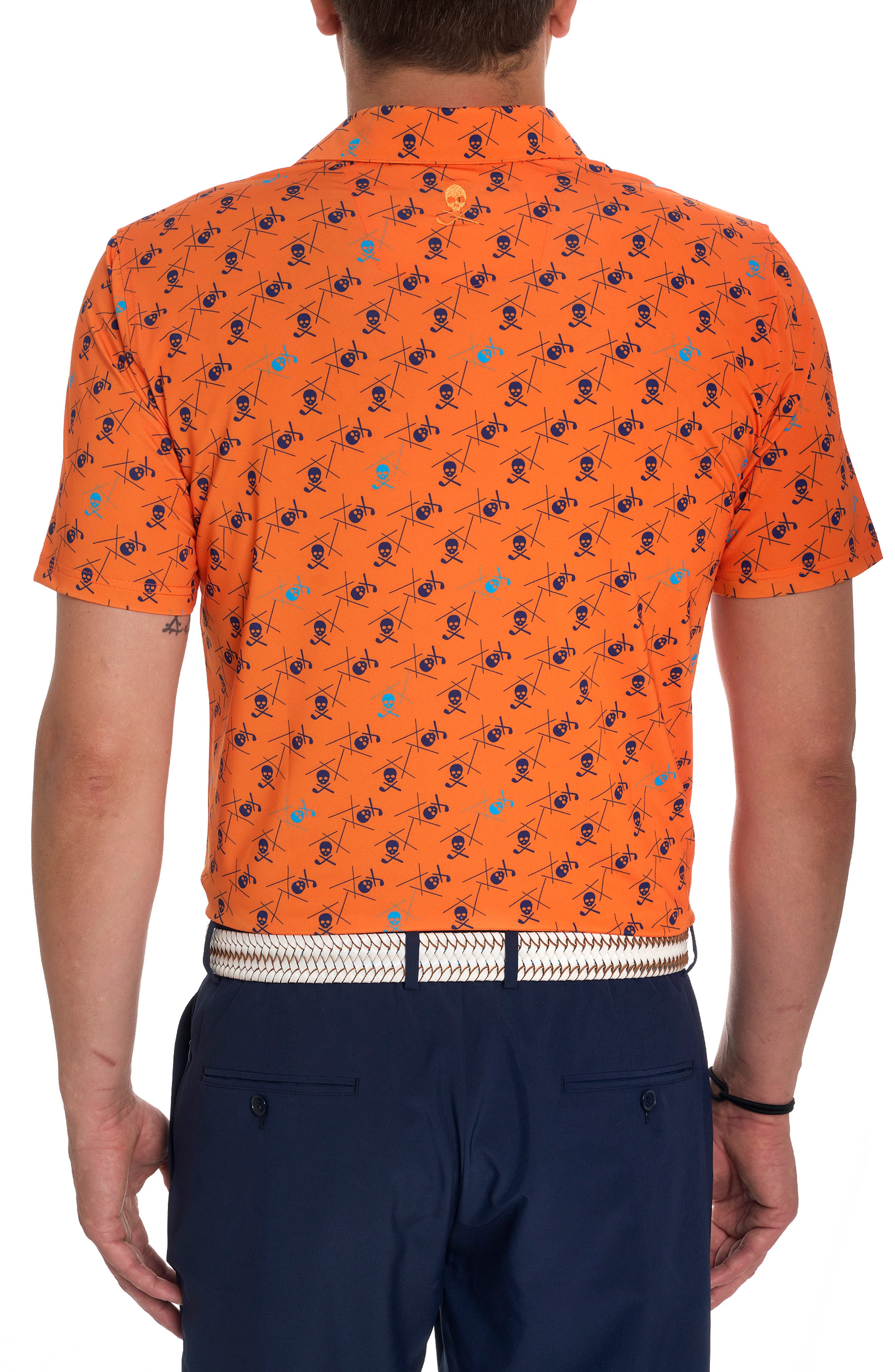 Robert Graham Stinger Skull Print Short Sleeve Performance Golf Polo In  Orange | ModeSens