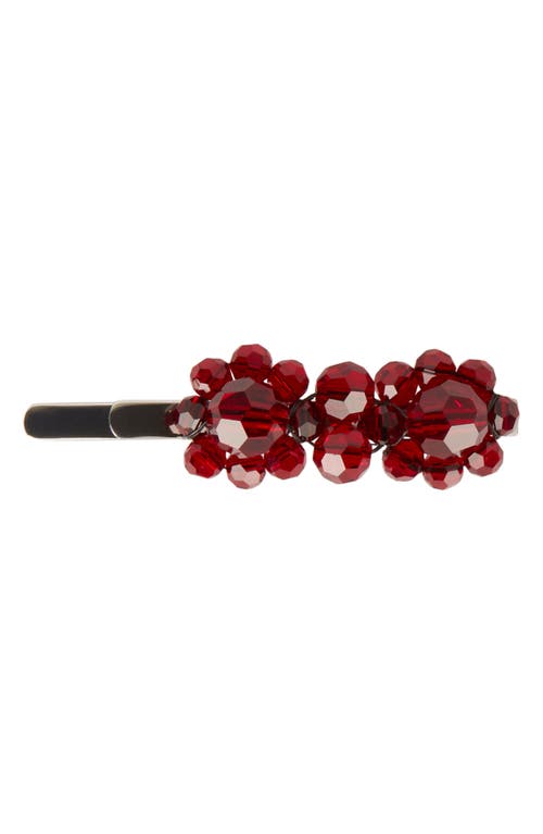 Simone Rocha Mini Crystal Flower Hair Clip in Red