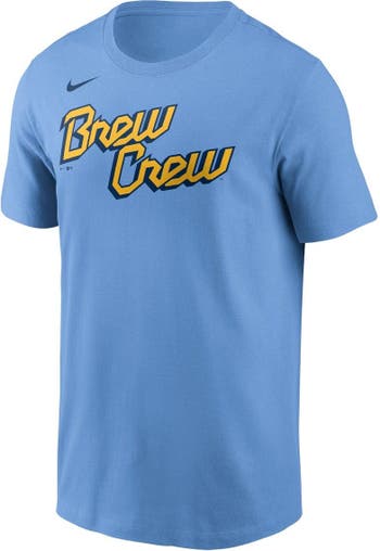 Nike Men's Nike Christian Yelich Powder Blue Milwaukee Brewers 2022 City  Connect Name & Number T-Shirt