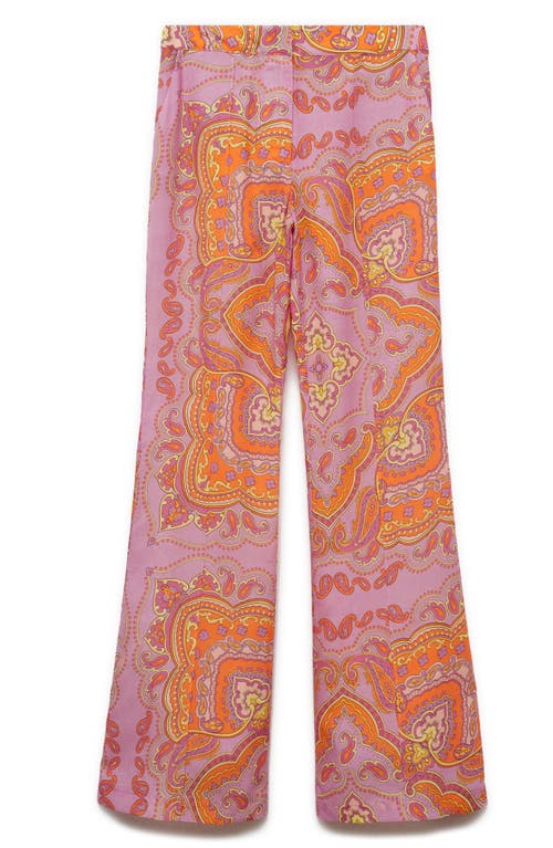 Mango Paisley Flare Pants In Pink