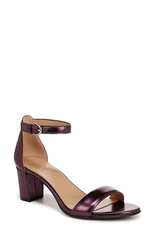 Vera Ankle Strap Sandal in Deep Plum Purple Leather