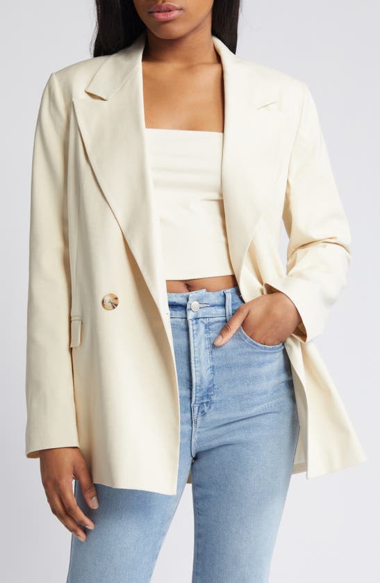 Shop Topshop Double Breasted Blazer In Stone