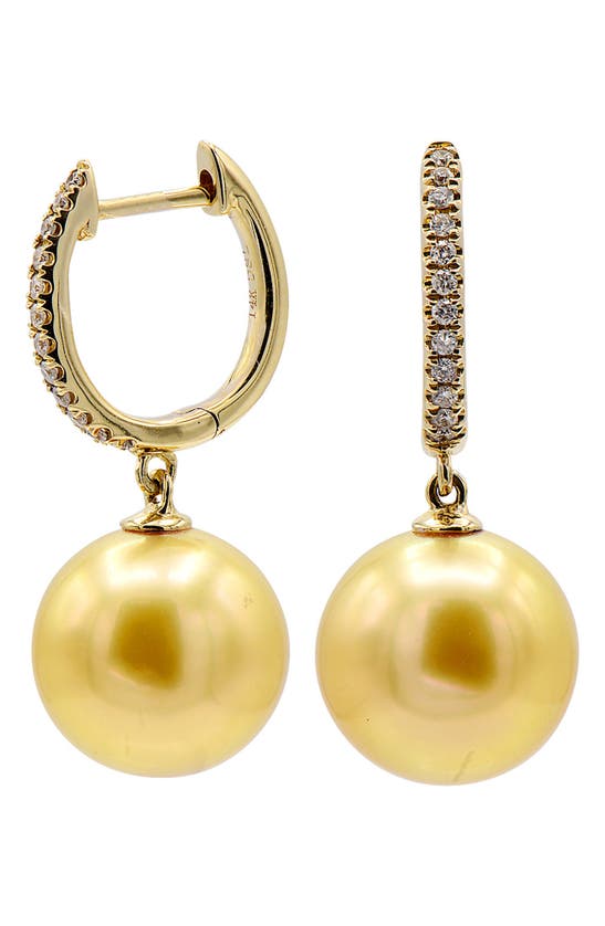 House Of Frosted Colette Freshwater Pearl & Diamond Hoop Earrings In Gold