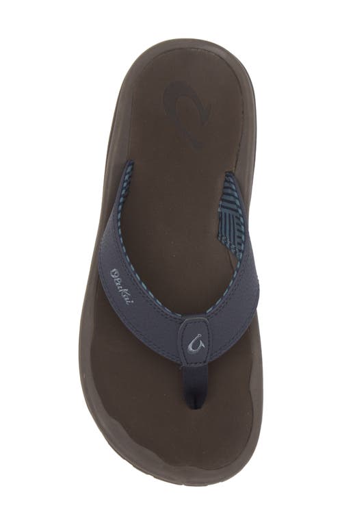 Shop Olukai Ohana Flip Flop In Blue Depth/espresso