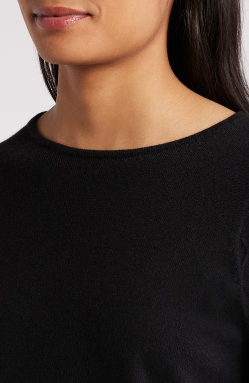 Shop Anne Klein Diamond Stitch Sleeve Button Cuff Sweater In Anne Black