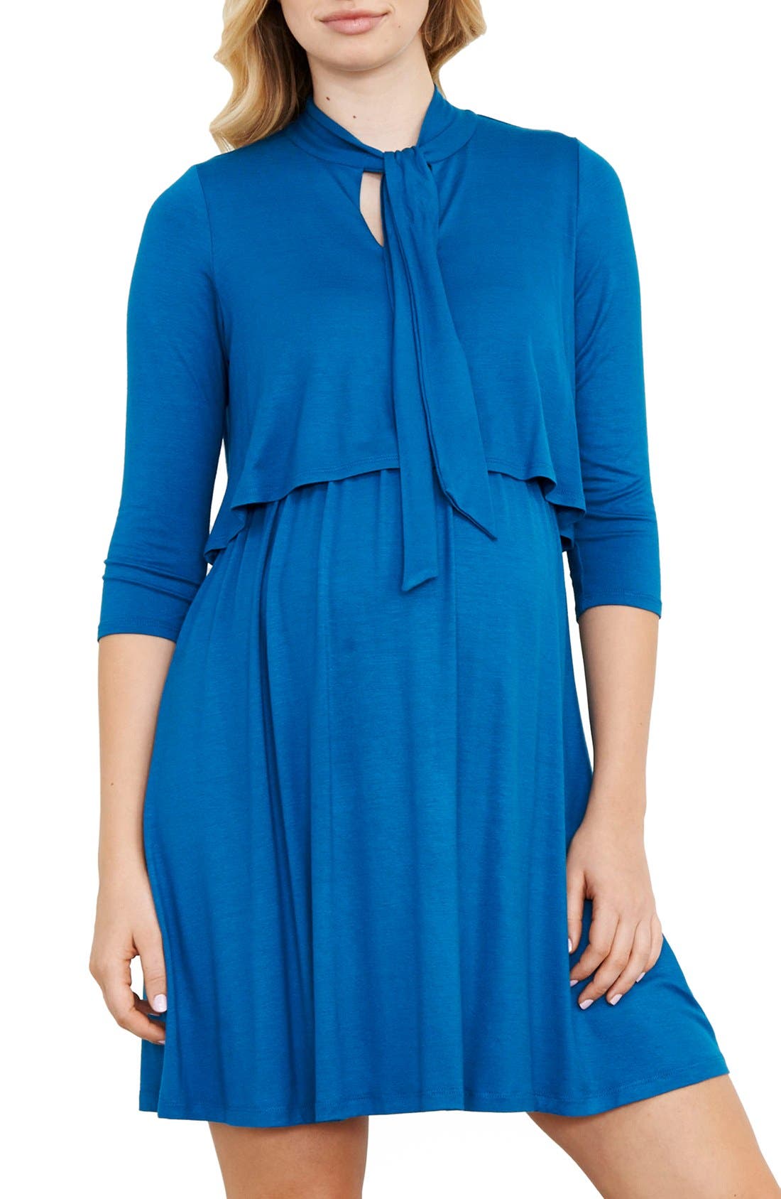 Maternal America Tie Neck Maternity Dress