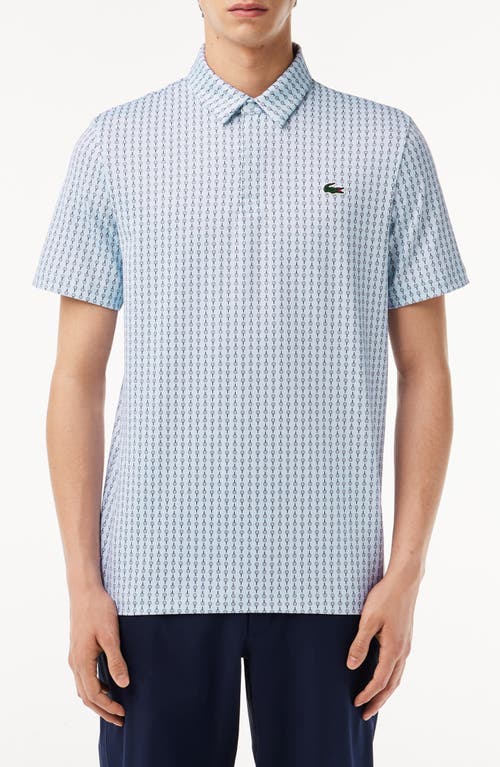 Lacoste Regular Fit Print Stretch Polo Shirt In S14 Phoenix/blanc