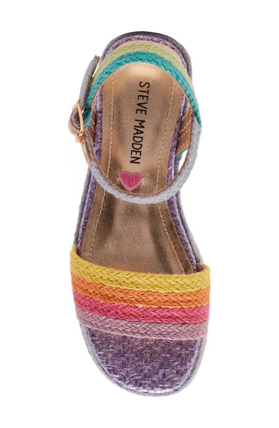 Shop Steve Madden Kids' Jcleo Ankle Strap Espadrille Platform Wedge Sandal In Bright Multi