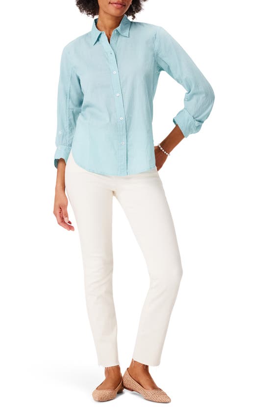 Shop Nic + Zoe Nic+zoe Girlfriend Crinkle Cotton Button-up Shirt In River